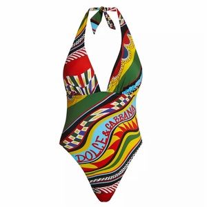 Dolce & Gabbana Carretto-Print One Piece Swimsuit